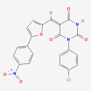 (5Z)-1-(4-chlorophenyl)-5-{[5-(4-nitrophenyl)furan-2-yl]methylidene}pyrimidine-2,4,6(1H,3H,5H)-trione