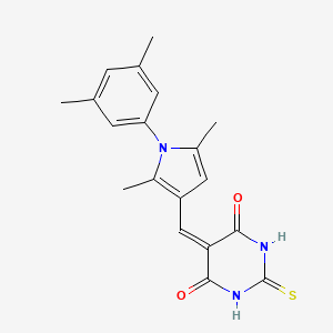 molecular formula C19H19N3O2S B11694732 (5E)-5-{[1-(3,5-dimethylphenyl)-2,5-dimethyl-1H-pyrrol-3-yl]methylidene}-6-hydroxy-2-sulfanylpyrimidin-4(5H)-one 