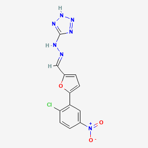 molecular formula C12H8ClN7O3 B11694774 5-[(2E)-2-{[5-(2-chloro-5-nitrophenyl)furan-2-yl]methylidene}hydrazinyl]-1H-tetrazole 