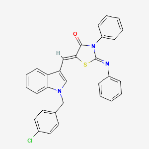 molecular formula C31H22ClN3OS B11694789 (2E,5Z)-5-{[1-(4-chlorobenzyl)-1H-indol-3-yl]methylidene}-3-phenyl-2-(phenylimino)-1,3-thiazolidin-4-one 