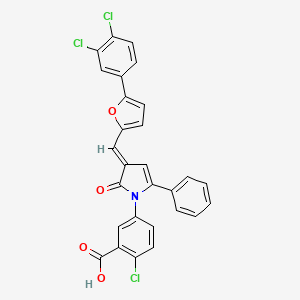 2-chloro-5-[(3E)-3-{[5-(3,4-dichlorophenyl)furan-2-yl]methylidene}-2-oxo-5-phenyl-2,3-dihydro-1H-pyrrol-1-yl]benzoic acid