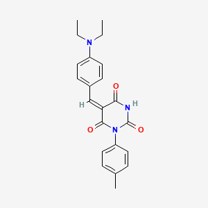 (5E)-5-[4-(diethylamino)benzylidene]-1-(4-methylphenyl)pyrimidine-2,4,6(1H,3H,5H)-trione