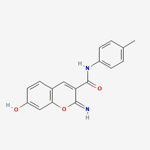 molecular formula C17H14N2O3 B11694830 7-hydroxy-2-imino-N-(4-methylphenyl)-2H-chromene-3-carboxamide 