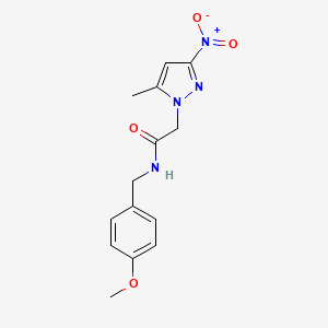 molecular formula C14H16N4O4 B11694834 N-(4-Methoxy-benzyl)-2-(5-methyl-3-nitro-pyrazol-1-yl)-acetamide 