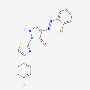 (4Z)-4-[2-(2-bromophenyl)hydrazinylidene]-2-[4-(4-chlorophenyl)-1,3-thiazol-2-yl]-5-methyl-2,4-dihydro-3H-pyrazol-3-one