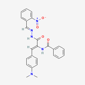 molecular formula C25H23N5O4 B11694874 N-{(1Z)-1-[4-(dimethylamino)phenyl]-3-[(2E)-2-(2-nitrobenzylidene)hydrazinyl]-3-oxoprop-1-en-2-yl}benzamide 