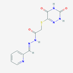 2-[(3,5-dihydroxy-1,2,4-triazin-6-yl)sulfanyl]-N'-[(E)-pyridin-2-ylmethylidene]acetohydrazide