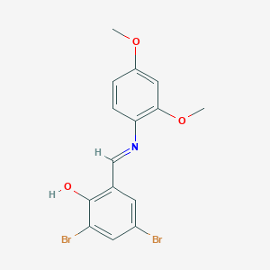 molecular formula C15H13Br2NO3 B11694914 2,4-Dibromo-6-((2,4-dimethoxy-phenylimino)-methyl)-phenol 