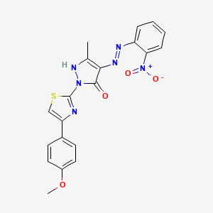 (4Z)-2-[4-(4-methoxyphenyl)-1,3-thiazol-2-yl]-5-methyl-4-[2-(2-nitrophenyl)hydrazinylidene]-2,4-dihydro-3H-pyrazol-3-one