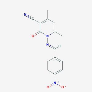 molecular formula C15H12N4O3 B11694951 4,6-dimethyl-1-{[(E)-(4-nitrophenyl)methylidene]amino}-2-oxo-1,2-dihydropyridine-3-carbonitrile 