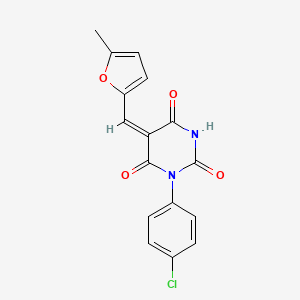 (5E)-1-(4-chlorophenyl)-5-[(5-methylfuran-2-yl)methylidene]-1,3-diazinane-2,4,6-trione