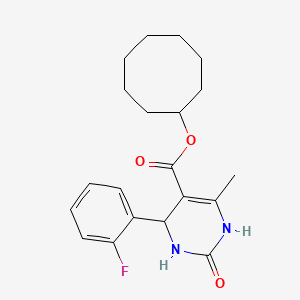 molecular formula C20H25FN2O3 B11695025 Cyclooctyl 4-(2-fluorophenyl)-6-methyl-2-oxo-1,2,3,4-tetrahydropyrimidine-5-carboxylate 