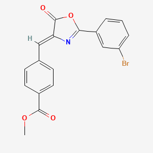 molecular formula C18H12BrNO4 B11695060 methyl 4-{(Z)-[2-(3-bromophenyl)-5-oxo-1,3-oxazol-4(5H)-ylidene]methyl}benzoate 