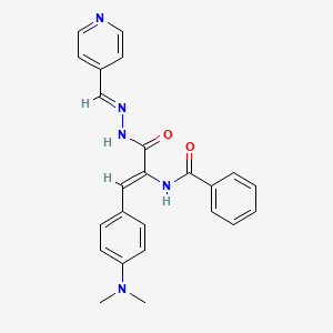 molecular formula C24H23N5O2 B11695069 N-{(1Z)-1-[4-(dimethylamino)phenyl]-3-oxo-3-[(2E)-2-(pyridin-4-ylmethylidene)hydrazinyl]prop-1-en-2-yl}benzamide 