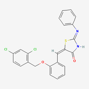 molecular formula C23H16Cl2N2O2S B11695086 (5E)-5-{2-[(2,4-dichlorobenzyl)oxy]benzylidene}-2-(phenylamino)-1,3-thiazol-4(5H)-one 