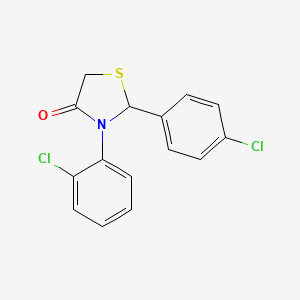 molecular formula C15H11Cl2NOS B11695211 3-(2-Chlorophenyl)-2-(4-chlorophenyl)-1,3-thiazolidin-4-one 