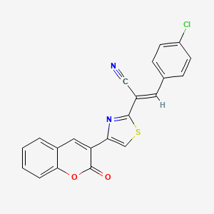 (2E)-3-(4-chlorophenyl)-2-[4-(2-oxo-2H-chromen-3-yl)-1,3-thiazol-2-yl]prop-2-enenitrile