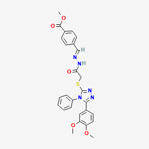 methyl 4-{(E)-[2-({[5-(3,4-dimethoxyphenyl)-4-phenyl-4H-1,2,4-triazol-3-yl]sulfanyl}acetyl)hydrazinylidene]methyl}benzoate