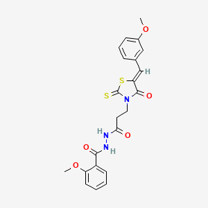 2-methoxy-N'-{3-[(5Z)-5-(3-methoxybenzylidene)-4-oxo-2-thioxo-1,3-thiazolidin-3-yl]propanoyl}benzohydrazide