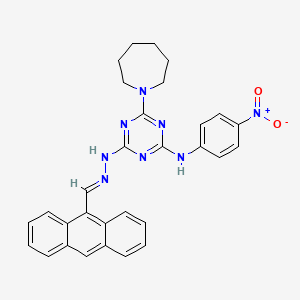 4-[(2E)-2-(anthracen-9-ylmethylidene)hydrazinyl]-6-(azepan-1-yl)-N-(4-nitrophenyl)-1,3,5-triazin-2-amine