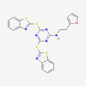 4,6-bis(1,3-benzothiazol-2-ylsulfanyl)-N-[2-(furan-2-yl)ethyl]-1,3,5-triazin-2-amine