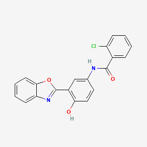 molecular formula C20H13ClN2O3 B11695344 N-[3-(1,3-benzoxazol-2-yl)-4-hydroxyphenyl]-2-chlorobenzamide CAS No. 327051-08-1