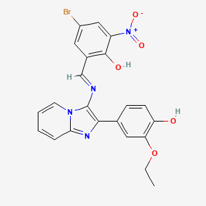 4-bromo-2-[(E)-{[2-(3-ethoxy-4-hydroxyphenyl)imidazo[1,2-a]pyridin-3-yl]imino}methyl]-6-nitrophenol