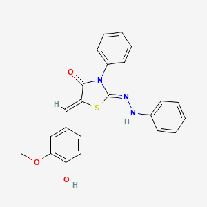 (2Z,5Z)-5-(4-hydroxy-3-methoxybenzylidene)-3-phenyl-2-(2-phenylhydrazinylidene)-1,3-thiazolidin-4-one