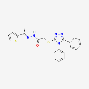 2-[(4,5-diphenyl-4H-1,2,4-triazol-3-yl)sulfanyl]-N'-[(1E)-1-(thiophen-2-yl)ethylidene]acetohydrazide