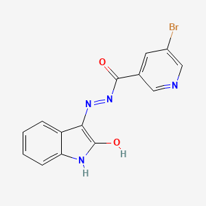 molecular formula C14H9BrN4O2 B11695452 5-bromo-N'-[(3Z)-2-oxo-1,2-dihydro-3H-indol-3-ylidene]pyridine-3-carbohydrazide 