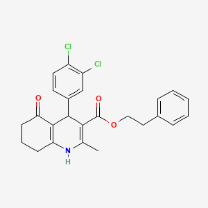 molecular formula C25H23Cl2NO3 B11695466 2-Phenylethyl 4-(3,4-dichlorophenyl)-2-methyl-5-oxo-1,4,5,6,7,8-hexahydroquinoline-3-carboxylate 