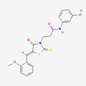 3-(5-(2-methoxybenzylidene)-4-oxo-2-thioxothiazolidin-3-yl)-N-(3-hydroxyphenyl)propanamide