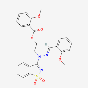 2-[(2E)-1-(1,1-dioxido-1,2-benzothiazol-3-yl)-2-(2-methoxybenzylidene)hydrazinyl]ethyl 2-methoxybenzoate