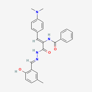 N-{(1Z)-1-[4-(dimethylamino)phenyl]-3-[(2E)-2-(2-hydroxy-5-methylbenzylidene)hydrazinyl]-3-oxoprop-1-en-2-yl}benzamide