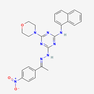 molecular formula C25H24N8O3 B11695557 4-(morpholin-4-yl)-N-(naphthalen-1-yl)-6-{(2E)-2-[1-(4-nitrophenyl)ethylidene]hydrazinyl}-1,3,5-triazin-2-amine 