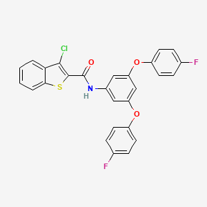 molecular formula C27H16ClF2NO3S B11695576 N-[3,5-bis(4-fluorophenoxy)phenyl]-3-chloro-1-benzothiophene-2-carboxamide 