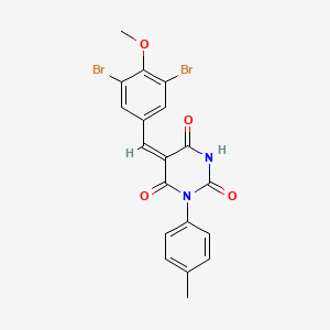 (5E)-5-(3,5-dibromo-4-methoxybenzylidene)-1-(4-methylphenyl)pyrimidine-2,4,6(1H,3H,5H)-trione