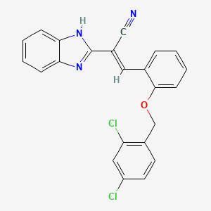 molecular formula C23H15Cl2N3O B11695658 (2E)-2-(1H-benzimidazol-2-yl)-3-{2-[(2,4-dichlorobenzyl)oxy]phenyl}prop-2-enenitrile 