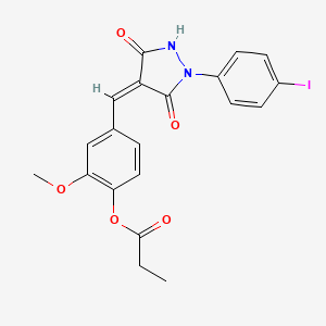 4-{(Z)-[1-(4-iodophenyl)-3,5-dioxopyrazolidin-4-ylidene]methyl}-2-methoxyphenyl propanoate