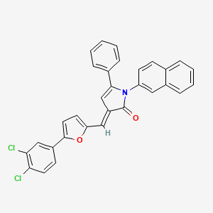 (3E)-3-{[5-(3,4-dichlorophenyl)furan-2-yl]methylidene}-1-(naphthalen-2-yl)-5-phenyl-1,3-dihydro-2H-pyrrol-2-one