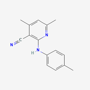 molecular formula C15H15N3 B11695701 4,6-Dimethyl-2-[(4-methylphenyl)amino]pyridine-3-carbonitrile 