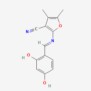 2-{[(1E)-(2,4-dihydroxyphenyl)methylene]amino}-4,5-dimethyl-3-furonitrile