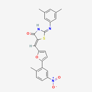 molecular formula C23H19N3O4S B11695723 (2E,5Z)-2-[(3,5-dimethylphenyl)imino]-5-{[5-(2-methyl-5-nitrophenyl)furan-2-yl]methylidene}-1,3-thiazolidin-4-one 