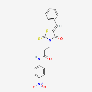 3-[(5Z)-5-benzylidene-4-oxo-2-thioxo-1,3-thiazolidin-3-yl]-N-(4-nitrophenyl)propanamide