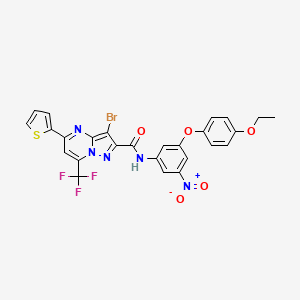 molecular formula C26H17BrF3N5O5S B11695729 3-bromo-N-[3-(4-ethoxyphenoxy)-5-nitrophenyl]-5-(thiophen-2-yl)-7-(trifluoromethyl)pyrazolo[1,5-a]pyrimidine-2-carboxamide 