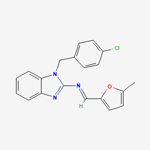 molecular formula C20H16ClN3O B11695737 1-(4-chlorobenzyl)-N-[(E)-(5-methylfuran-2-yl)methylidene]-1H-benzimidazol-2-amine 