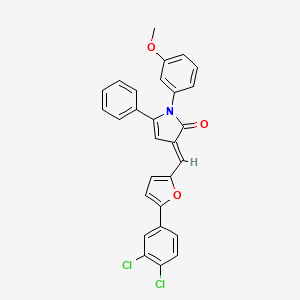 molecular formula C28H19Cl2NO3 B11695743 (3E)-3-{[5-(3,4-dichlorophenyl)furan-2-yl]methylidene}-1-(3-methoxyphenyl)-5-phenyl-1,3-dihydro-2H-pyrrol-2-one 