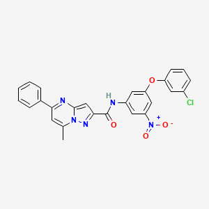 molecular formula C26H18ClN5O4 B11695791 N-[3-(3-chlorophenoxy)-5-nitrophenyl]-7-methyl-5-phenylpyrazolo[1,5-a]pyrimidine-2-carboxamide 