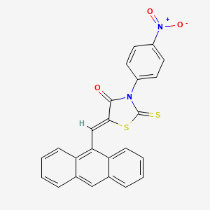 molecular formula C24H14N2O3S2 B11695798 (5Z)-5-(anthracen-9-ylmethylidene)-3-(4-nitrophenyl)-2-thioxo-1,3-thiazolidin-4-one 