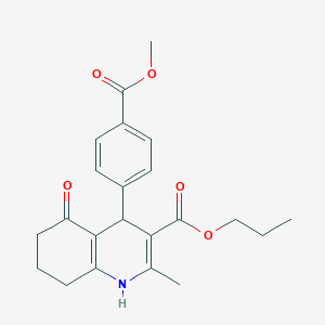 molecular formula C22H25NO5 B11695861 Propyl 4-[4-(methoxycarbonyl)phenyl]-2-methyl-5-oxo-1,4,5,6,7,8-hexahydroquinoline-3-carboxylate 